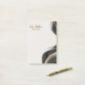 Elegante Luxus-Ästhetik Monogramm Schwarzer Schlei Post-it Klebezettel (Auf Schreibtisch)