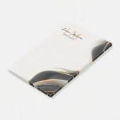 Elegante Luxus-Ästhetik Monogramm Schwarzer Schlei Post-it Klebezettel (angewinkelt)