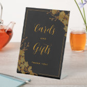 Elegante Luxus Black & Gold Blumenkarten Geschenke Sockelschild (In Situ)