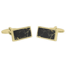 Elegante Luxus Black & Gold Marble Cufflinks