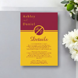 Elegante Luxus-Burgund und Gold Monogramm Hochzeit Begleitkarte