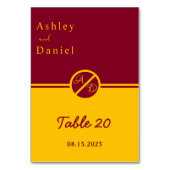 Elegante Luxus-Burgund und Gold Monogramm Hochzeit Tischnummer (Rückseite)