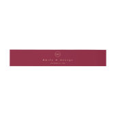Elegante Luxus Burgundy Gold Monogram Chic Wedding Einladungsbanderole (Flach)
