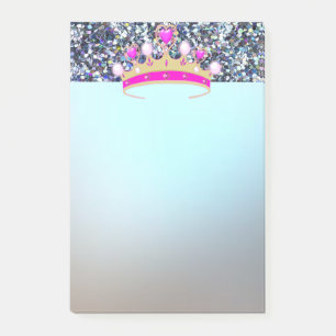 Elegante Luxus Glänzendes Blaues Glitter-Tiara Post-it Klebezettel