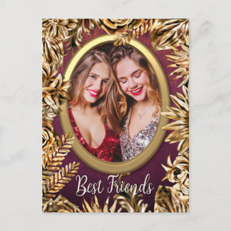 Elegante Luxus Gold Blume Fügen Sie Ihr Foto kunde Postkarte