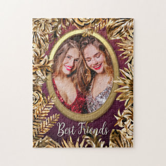 Elegante Luxus Gold Blume Fügen Sie Ihr Foto kunde Puzzle