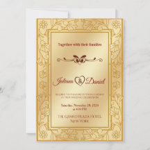 Elegante Luxus-Gold-Metall-Hochzeits-Einladung