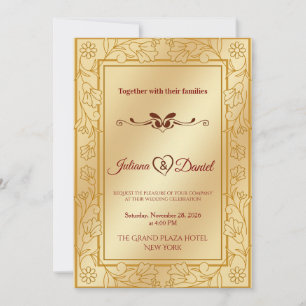 Elegante Luxus-Gold-Metall-Hochzeits-Einladung Einladung