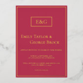 Elegante Luxus Gold Script Magenta Moderne Hochzei Folieneinladung (Vorderseite)