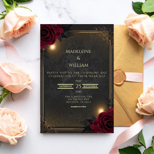 Elegante Luxus-Goth-Glam-Hochzeit Einladung