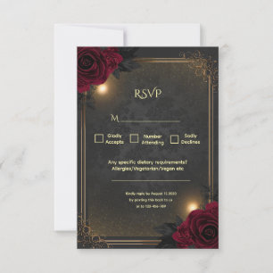 Elegante Luxus-Goth-Glam-Hochzeit RSVP Karte