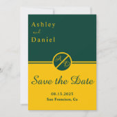 Elegante Luxus-Grün- und Gold-Monogramm-Hochzeit Save The Date (Vorderseite)