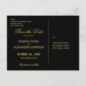 Elegante Luxus-Hochzeitsschrift mit schwarzem Gold Ankündigungspostkarte (Rückseite)