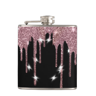 Elegante Luxus-Imitate Glitzer Rosa Tropfen Flachmann