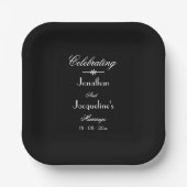 Elegante Luxus Klassischer Chic Black & White Wedd Pappteller (Vorderseite)