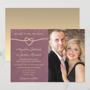 Elegante Luxus-Lila-Gold-Konfetti-Hochzeitsfoto Einladung