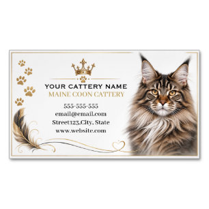 Elegante Luxus Maine Coon Katzenzucht Magnetische Visitenkarte