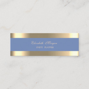 Elegante Luxus Modern, Gold gestreift, Blau Mini Visitenkarte