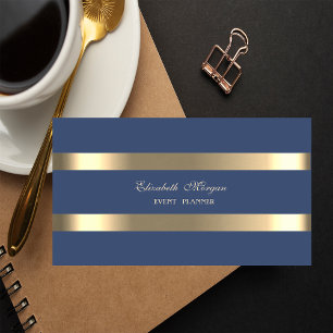 Elegante Luxus  Modern, Gold gestreift, Marineblau Mini Visitenkarte