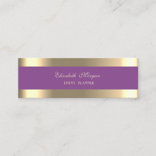 Elegante Luxus Modern, Gold gestreift, Violett Mini Visitenkarte
