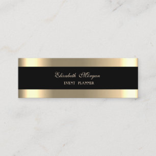 Elegante Luxus Modern, Schwarz, Gold gestreift Mini Visitenkarte