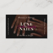 Elegante Luxus-Nagelmaniküretechnikerin Schwarz Ro Visitenkarte (Vorderseite)