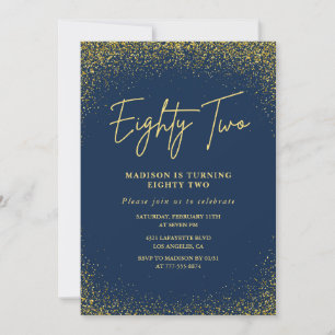 Elegante Luxus Navy Gold Glitter 82. Geburtstag Einladung