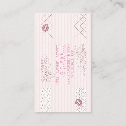 Elegante Luxus Pink Sweet Business Card Visitenkarte (Rückseite)