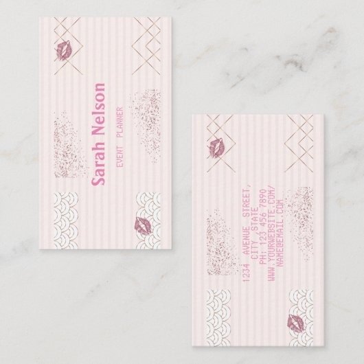 Elegante Luxus Pink Sweet Business Card Visitenkarte (Vorne/Hinten)