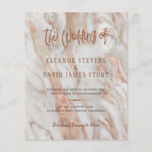 Elegante Luxus-Roségold-Marmor-Hochzeitseinladung Flyer