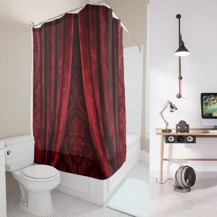 Elegante Luxus-Rotvelour-Hochzeit Marone Duschvorhang