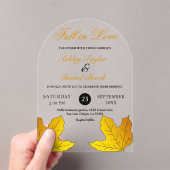 Elegante Luxus Schwarz und Gold Blätter Hochzeit i Acryleinladungen (Insitu (Handheld))