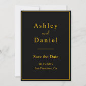 Elegante Luxus Schwarz und Gold Minimal Hochzeit Save The Date (Vorderseite)