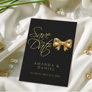 Elegante Luxus-Schwarze und goldene Bogen-Hochzeit Save The Date