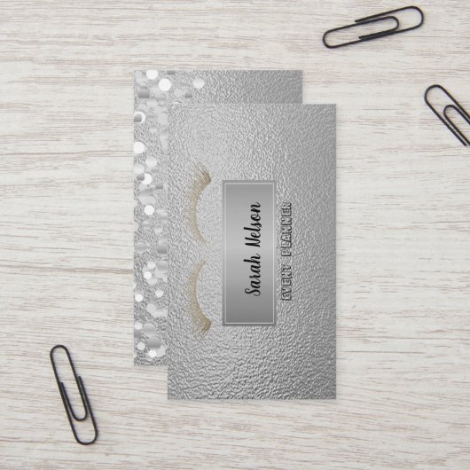 Elegante Luxus Silver Imitate Lashes Visitenkarte (Vorderseite/Rückseite Beispiel)