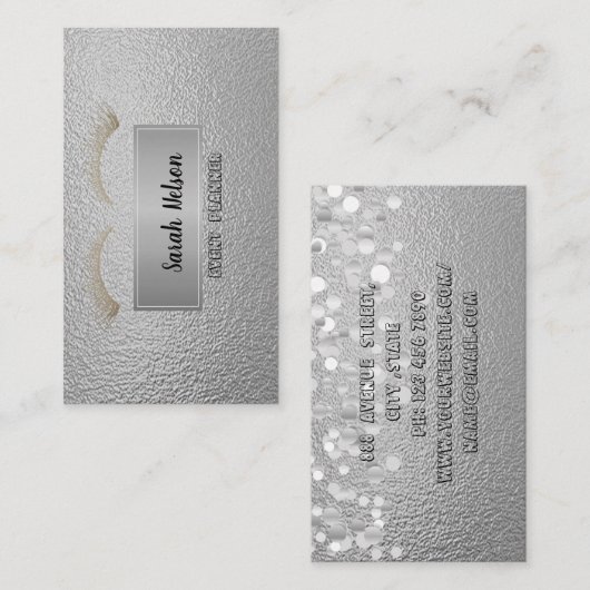 Elegante Luxus Silver Imitate Lashes Visitenkarte (Vorne/Hinten)