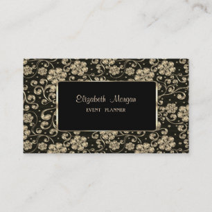 Elegante Luxus Stylisch, Goldene Blumen, Rahmen Visitenkarte