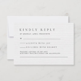 Elegante Luxus Typografie Black & White Wedding RSVP Karte