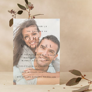 Elegante Luxus Vellum 4 Foto Schwarz-weiß Hochzeit Einladung