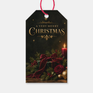 Elegante Luxus-Weihnachtskarte, Samtschleife Geschenkanhänger