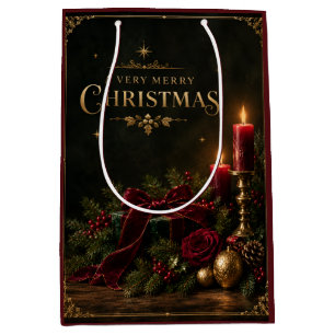 Elegante Luxus-Weihnachtskarte, Samtschleife Mittlere Geschenktüte