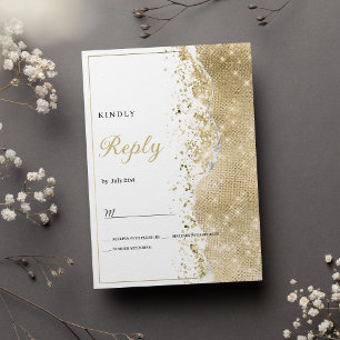 Elegante Luxus-Weißgold-Glitter-Bokeh-RSVP Einladung