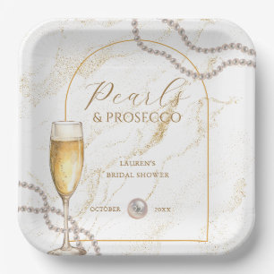 Elegante Luxusperlen und Prosecco-Brautparty Pappteller