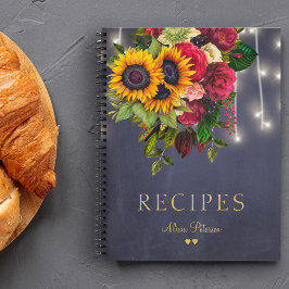 Elegante Luxussonnenblume und Rose Seefahrt Rezept Notizblock