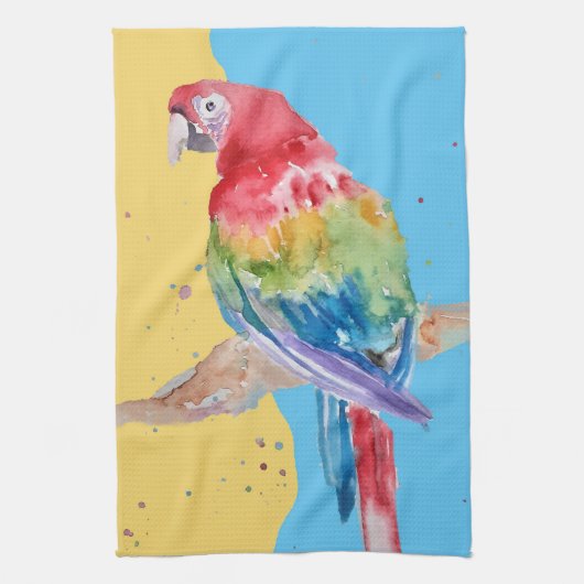 Elegante Macaw Parrot Farben Pastel Farben Geschirrtuch (Vertikal)