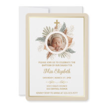 Elegante Mädchen-Taufe Grün Kreuz Foto