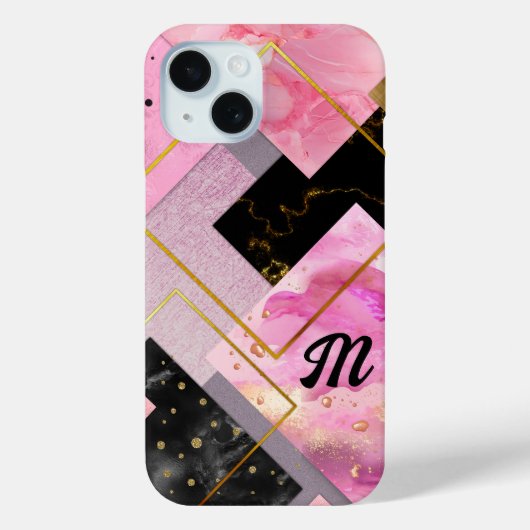 Elegante mädchenhafte Imitate Glitzer rosa schwarz Case-Mate iPhone Hülle (Rückseite)