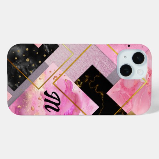 Elegante mädchenhafte Imitate Glitzer rosa schwarz Case-Mate iPhone Hülle (Rückseite (Horizontal))