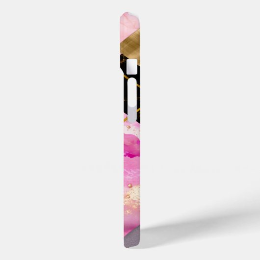 Elegante mädchenhafte Imitate Glitzer rosa schwarz Case-Mate iPhone Hülle (Rückseite / Links)