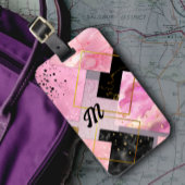 Elegante mädchenhafte Imitate Glitzer rosa schwarz Gepäckanhänger